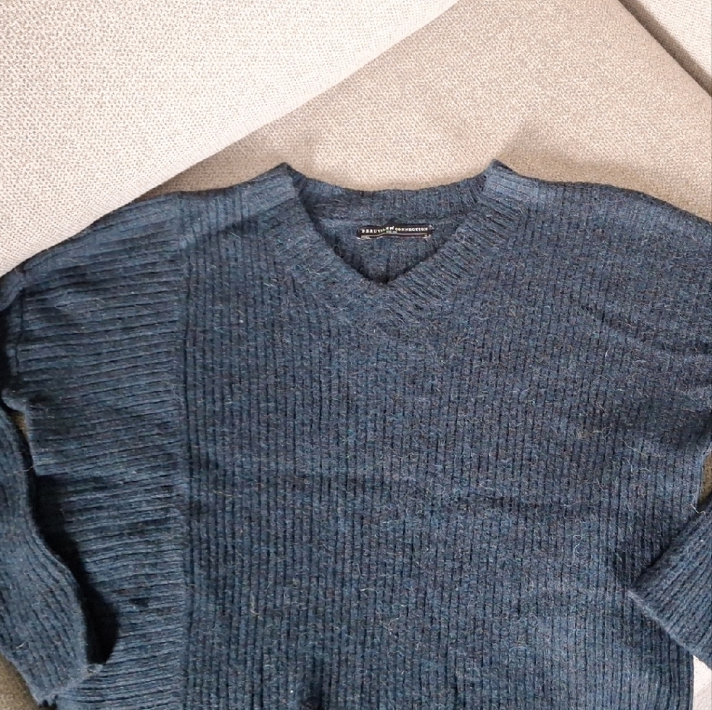 Peruvian Connection V-Neck Sweater in Deep Blue